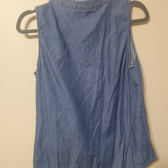 INC International Concepts Blue Sleeveless Denim Blouse - Picture 3 of 3